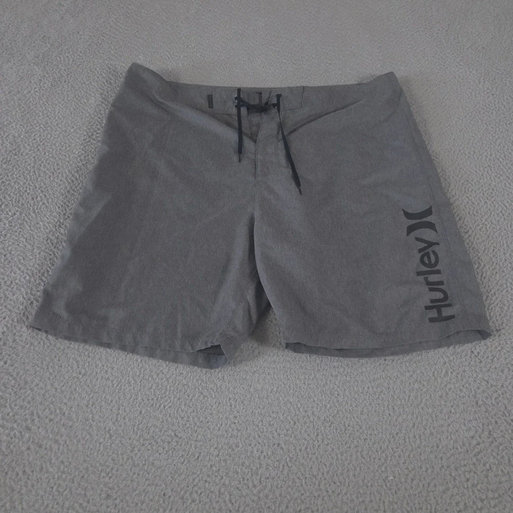 Hurley Shorts Men 40 Grey One and Only Board Recycled Polyester Logo Swim Trunks